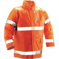 Flame Resistant Rain Jacket, PPE Category: 0, High Visibility: Yes, Polyester, PVC, L, Orange