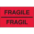Bilingual Shipping Labels, Fragile/Fragil, Paper, Adhesive Back, 5" Width, 3" Height, PK 50
