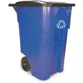 50 gal. Rectangular Recycling Rollout Trash Can, Plastic, Blue