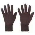 Jersey Gloves, Cotton Material, Knit Wrist Cuff, Brown, Glove Size: L
