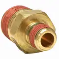 Reducing Hex Nipple: Brass, 3/8 in x 1/4 in Fitting Pipe Size, Male NPT x Male NPT