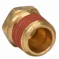 Hex Head Plug: Brass, 1/4 in Fitting Pipe Size, Male NPT, 11/16 in Overall Lg