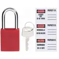 Brady Red Lockout Padlock, Different Key Type, Thermoplastic Body Material, 6 PK