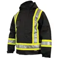 Work King Safety Insulated 5-In-1 Parka, ANSI Class 1, 100% Polyurethane-Coated Polyester, Black