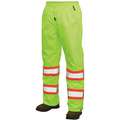 Work King Yellow/Green, Hi-Visibility Rain Pants, XL, Polyester, Men's, High Visibility Yes