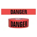 Reinforced Plastic Barricade Tape; 500 ft. L x 3" W, 7 mil Thick, Red