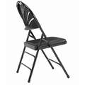 National Public Seating Folding Chair: 1100 Series, Black Seat, Polyethylene Seat, Steel Frame, 4 PK