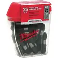 Milwaukee Insert Bit: #2 Fastening Tool Tip Size, 1 in Overall Bit Lg, 1/4 in Hex Shank Size, 25 PK