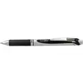 Pentel Rollerball Pen: Black, 0.7 mm Pen Tip, Retractable, Includes Pen Cushion, Plastic, Black/Gray