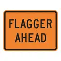 Lyle Road Construction Sign: 18 in x 24 in Nominal Sign Size, Aluminum, 0.080 in, W20-7P MUTCD, Orange