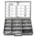 Cage Nut Assortment: Inch/Metric, Metal, Bright Zinc, 505 Pieces, 11 # of Different Sizes