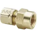 Female Connector: Brass, Compression x FNPTF, 3/8 in Pipe Size, For 3/8 in Tube OD, PARKER, 10 PK