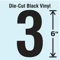 Stranco Inc Vinyl Number 3; 6" H x 3-1/4" W Character Size, Black