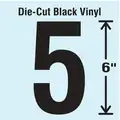 Stranco Inc Vinyl Number 5; 6" H x 3-1/8" W Character Size, Black