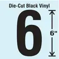 Stranco Inc Vinyl Number 6; 6" H x 3-1/4" W Character Size, Black