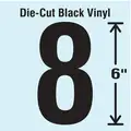 Stranco Inc Vinyl Number 8; 6" H x 3-1/4" W Character Size, Black