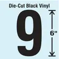 Stranco Inc Vinyl Number 9; 6" H x 3-1/4" W Character Size, Black