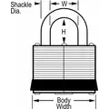 Master Lock Alike-Keyed Padlock, Open Shackle Type, 2-1/2" Shackle Height, Silver