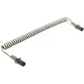 Grote 12 ft. Dual Pole Liftgate Cord, Coiled, 4 AWG, Metal Plugs, Back and White