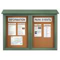 United Visual Products Push-Pin Outdoor Enclosed Bulletin Board, Natural Cork, 30 "H x 45" W, Woodland Green