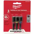 Milwaukee 1-7/8" Nutsetter Set 1/4", 5/16", 3/8" Hex Size, 1/4" Hex Shank Size, Magnetic