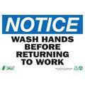 Plastic Hand Washing Wall Sign with Notice Header; 7" H x 10" W