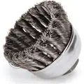 2-3/4" Knotted Wire Cup Brush, Arbor Hole Mounting, 0.014" Wire Dia. 1" Bristle Trim Length