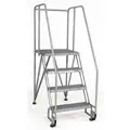 Cotterman 4-Step, Steel Tilt and Roll Ladder; 350 lb. Load Capacity, Serrated Step Treads, without Rear Exit, Gray