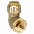 Female Elbow: Brass, Push-to-Connect x FNPT, For 1/2 in Tube OD, 1/2 in Pipe Size, Brass