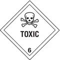 Toxic Class 6 DOT Container Label, Self-Sticking Paper, Height: 4", Width: 4"
