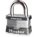 Master Lock Keyed Alike, Padlock, Steel, Shackle Type Standard Shackle, Vertical Shackle Clearance 1 in