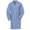 Light Blue Cotton Flame-Resistant Lab Coat, M, 7 oz., Number of Outside Pockets 3