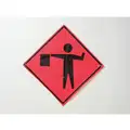 Eastern Metal Signs And Safety Mesh Roll Up Road Work Sign, Flagger Symbol, 48" H x 48" W