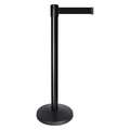 Queueway Barrier Post with Belt: ABS, Powder Coated, 40 in Post H, 2 1/2 in Post Dia., Basic, Black