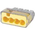 Ideal Push-In Connector, 4 Port, Yellow, 18 to 12 AWG Stranded, 20 to 12 AWG Solid Wire Range
