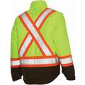 Work King High Visibility Parka, ANSI Class 3, 100% Polyurethane-Coated Polyester, Fluorescent Green