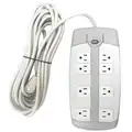 Power First Surge Protector Outlet Strip, 8 Total Number of Outlets, White, 25 ft., 1050 Rated Joules