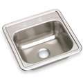 Single Bowl Drop-in Bar Sink: Elkay, 15 in Overall Lg, 15 in Overall Wd, 12 in x 10 in Bowl Size