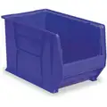 Akro-Mils Super Size Bin: 20 in Overall L, 12 3/8 in x 8 in, Blue, Stackable, 200 lb Load Capacity