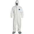 Dupont Hooded Disposable Coveralls with Elastic Cuff, Tyvek 400 Material, White, XL