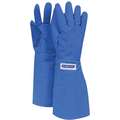 National Safety Apparel Elbow Length Water Resistant Cryogenic Gloves, Laminated Nylon Material, 17"L, Blue, Glove Size: L