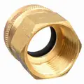 Garden Hose Adapter: 3/4 in x 1/2 in Fitting Size, Female x Female, Swivel, 1 1/8 in Overall Lg