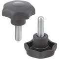 Hand Knob, External Threads, Handle Type Star, Stainless Steel, Thermoplastic, Thread Size M8