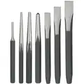 Punch and Chisel Set: 7 Pieces, Center Punch/Flat Chisel/Pin Punch/Starting Punch, Pouch