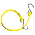 Bungee Strap: Polyurethane, 18 in Bungee Lg, 1 1/2 in Bungee Wd, S-Hook, Galvanized Steel, Yellow