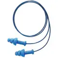 Flanged Ear Plugs, 25dB Noise Reduction Rating NRR, Corded, M, Blue, PK 100