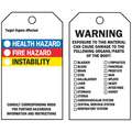 Health Hazard Tag, Vinyl, 5-3/4"H x 3"W, Black/Blue/Red/Yellow