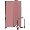 3 Panel Fully Assembled Portable Room Divider; 5 ft. H x 5 ft. 9" W, Mauve
