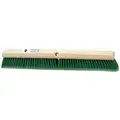 Tough Guy Push Broom: Plastic, 18 in Sweep Face, No Handle Broom Handle L, Acme Thread, Green