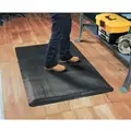 Notrax Antifatigue Mat: Ribbed, 3 ft. x 5 ft., 1/2 in Thick, Black, Vinyl over PVC Foam, Beveled Edge